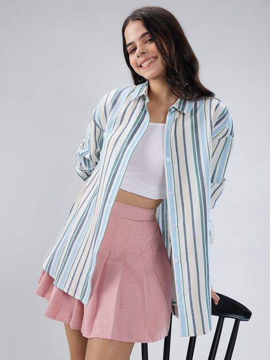 Multicolor Striped Oversized Shirt