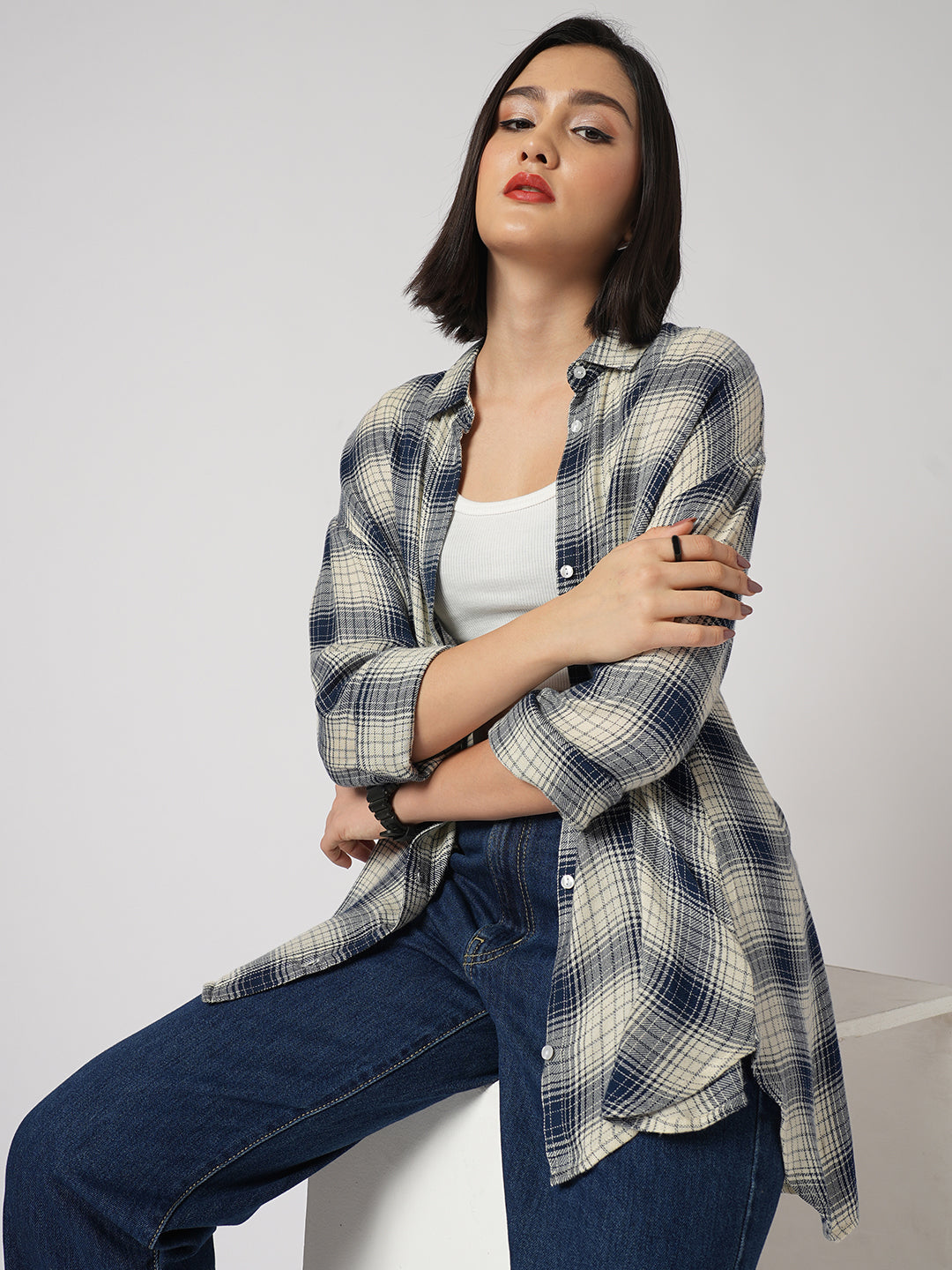 Multicolor Tiny Checkered Oversized Shirt