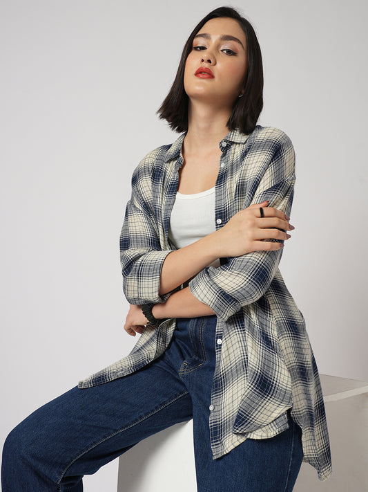 Multicolor Tiny Checkered Oversized Shirt