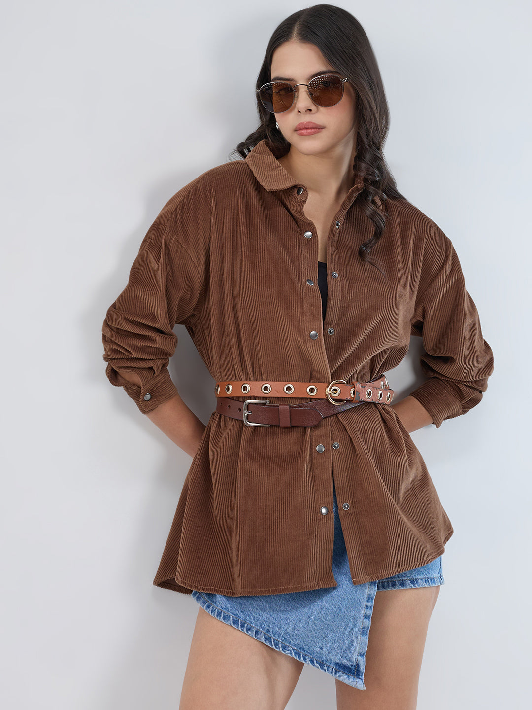 Penny Brown Corduroy Oversized Shirt