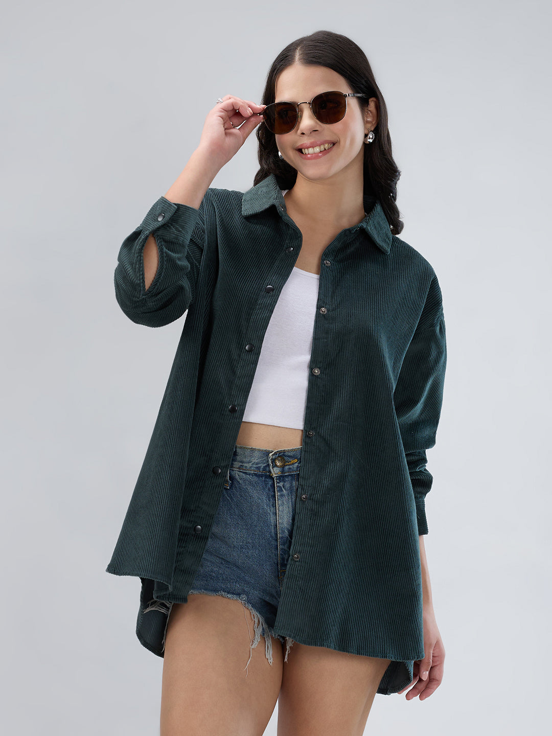 Forest Green Corduroy Oversized Shirt