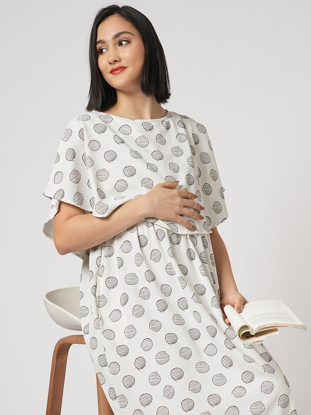 Abstract Roundal Printed Maternity Dress