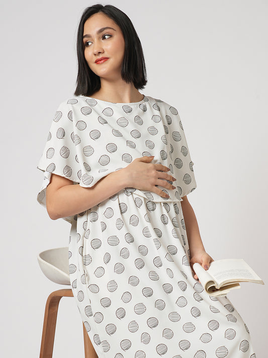Abstract Roundal Printed Maternity Dress