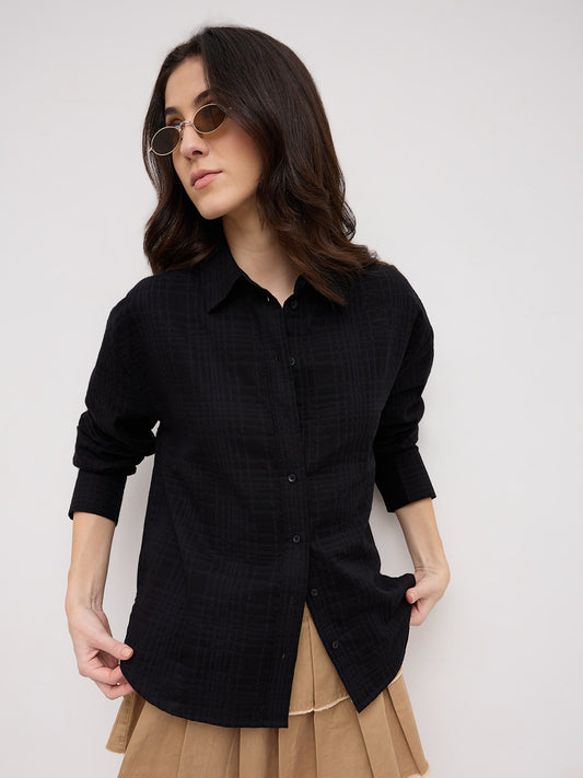 Onyx Black Contemporary Oversized Shirt