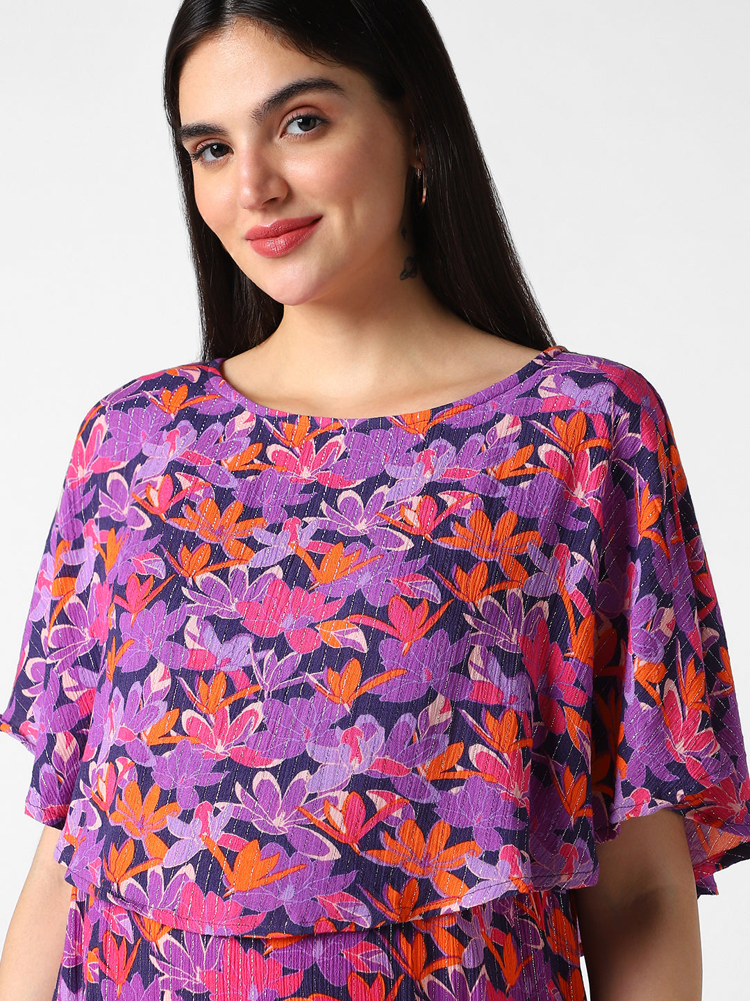 Multicolor Crinkled Floral Maternity Dress