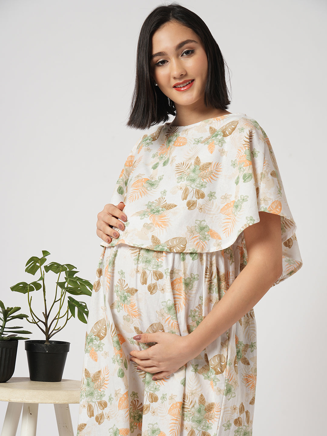 Botanical Bloom Aesthetic Printed Maternity Dress