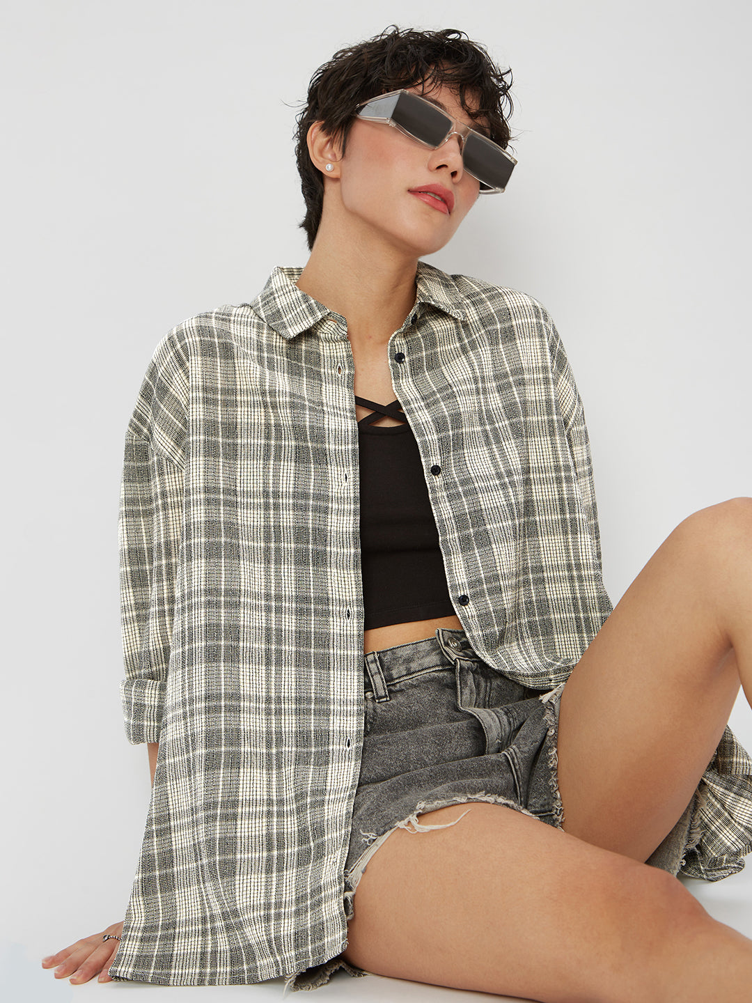 Multicolor Checkered Oversized Shirt