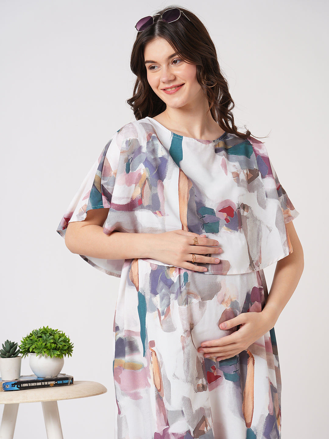 Multicolor Serene Hues Printed Maternity Dress