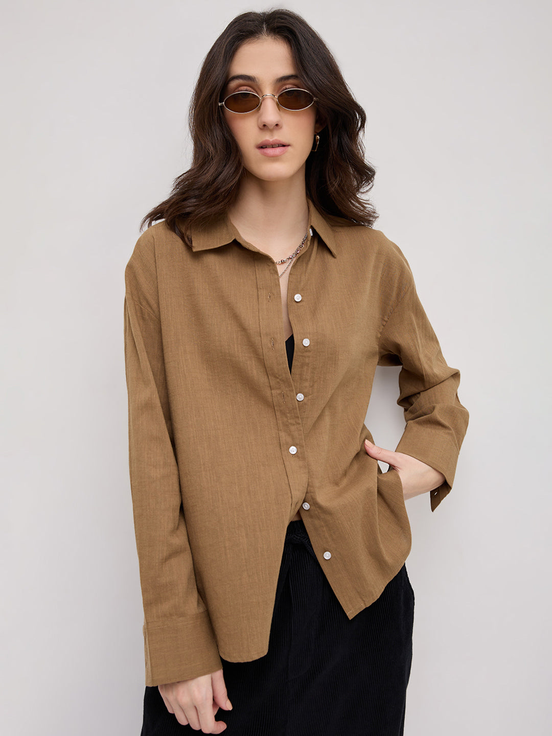 Sepia Brown Everyday Oversized Shirt