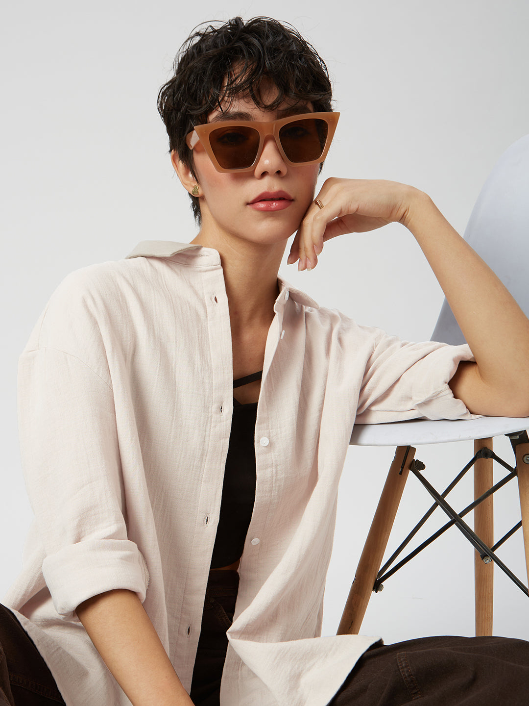 Stone Beige Double Cloth Oversized Shirt