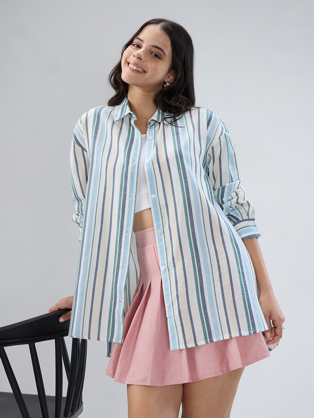 Multicolor Striped Oversized Shirt
