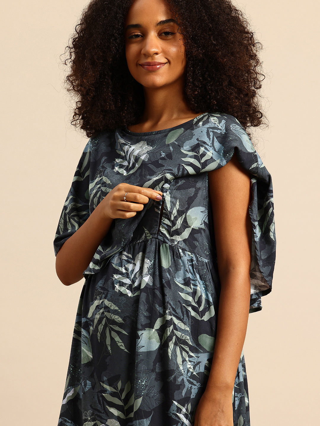 Multicolor Tropical Printed Maternity Dress