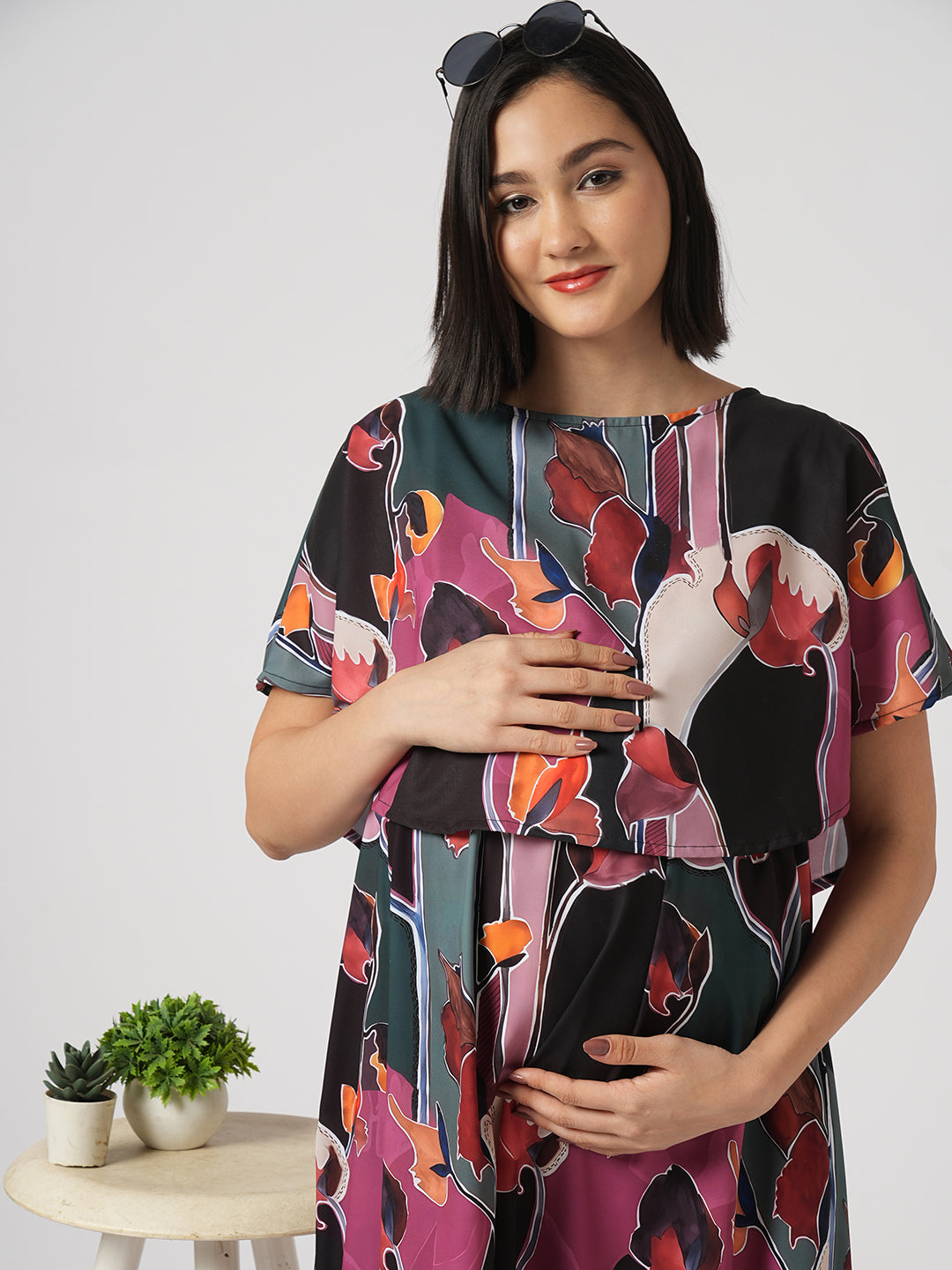 Abstract Printed Comfy Maternity Dress