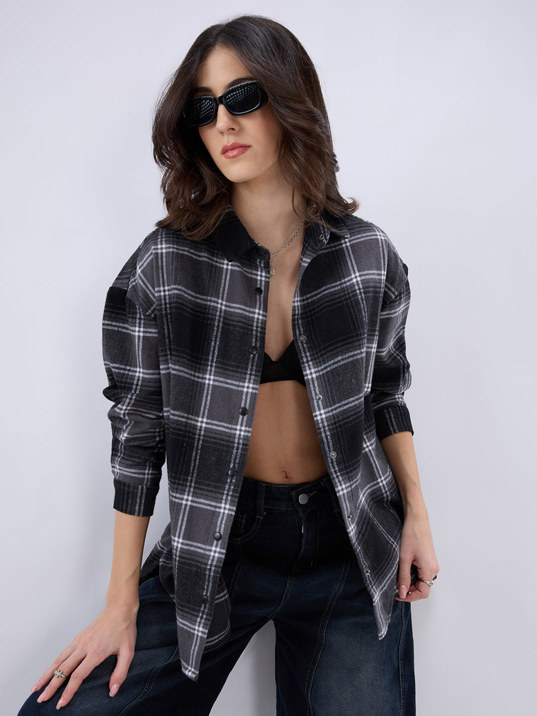 Black & White Checked Oversized Shirt
