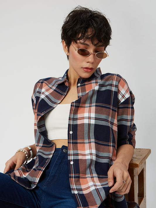 Multicolor Tartanique Checked Oversized Shirt