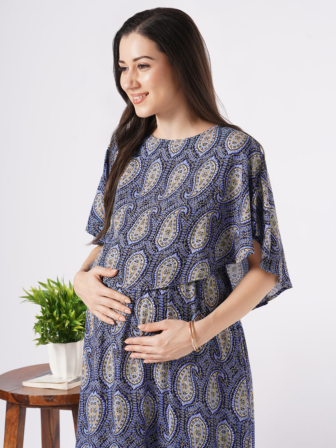 Multicolor Paisley Printed Comfy Maternity Dress