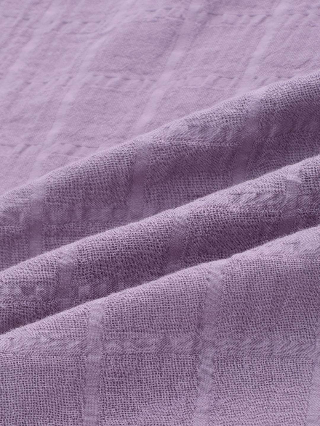 Lavender Seersucker Checked Doublecloth Oversized Shirt