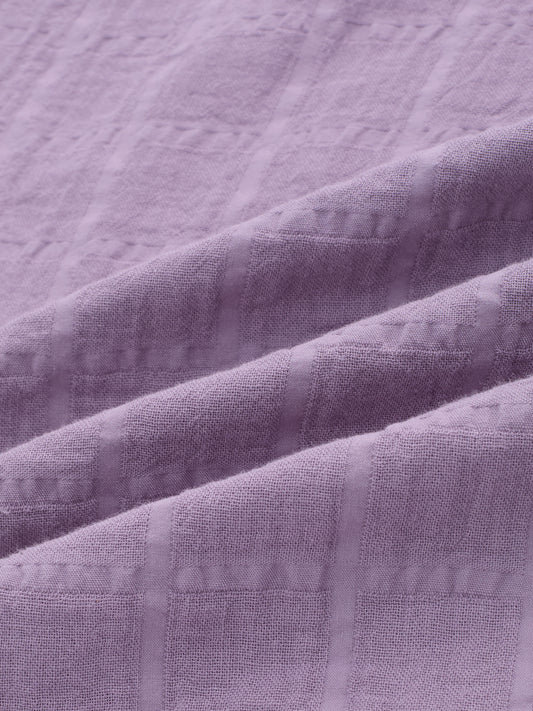 Lavender Seersucker Checked Doublecloth Oversized Shirt