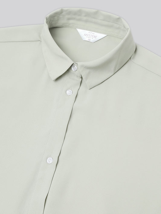 Solid Moss Green Oversized Shirt