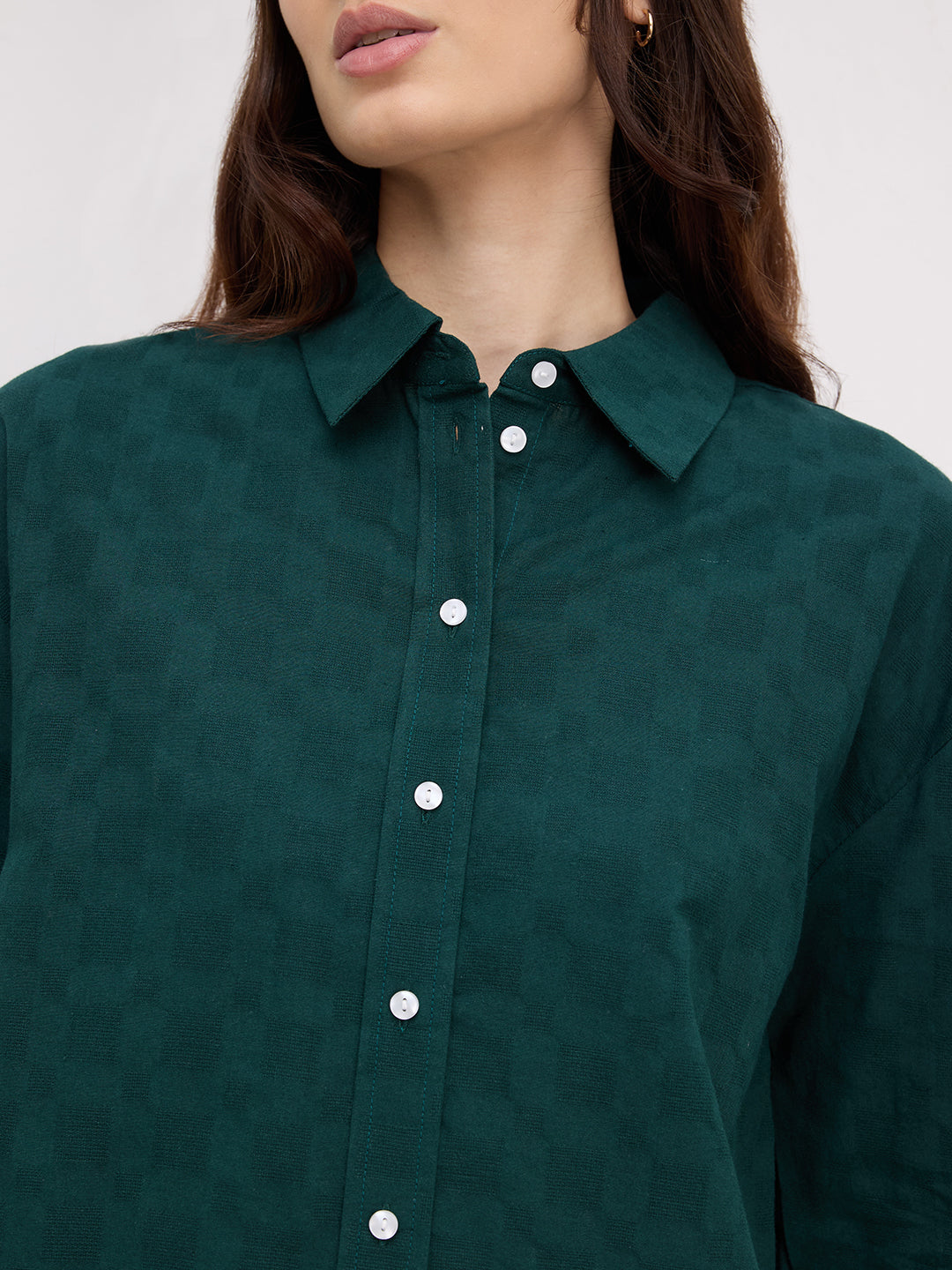 Sacramento Green Box Textured Oversized Shirt