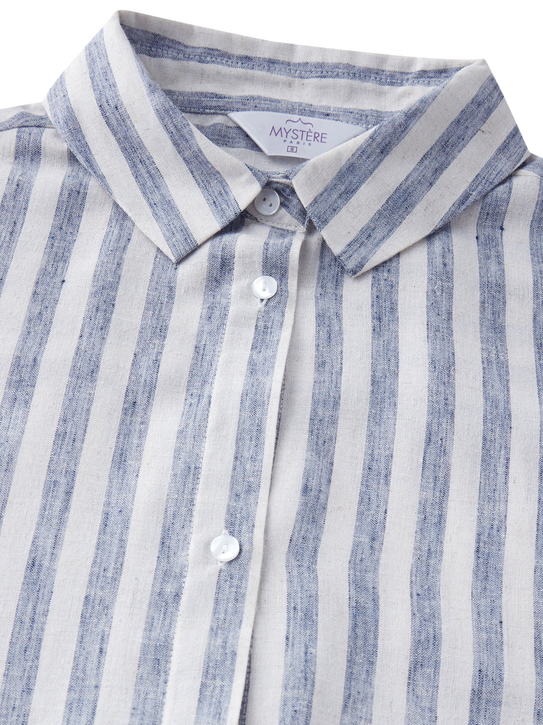 Cream and Blue Balanced Stripe Oversized Shirt