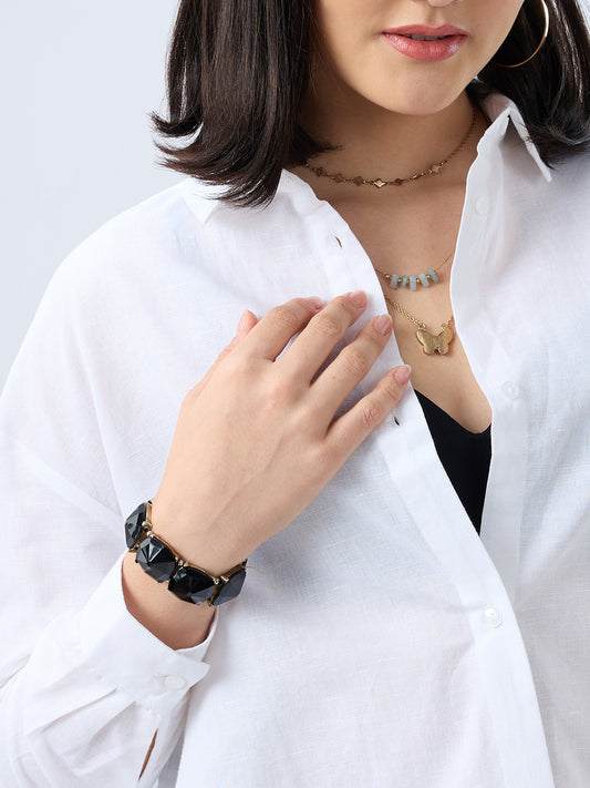 Peral White Linen Oversized Shirt