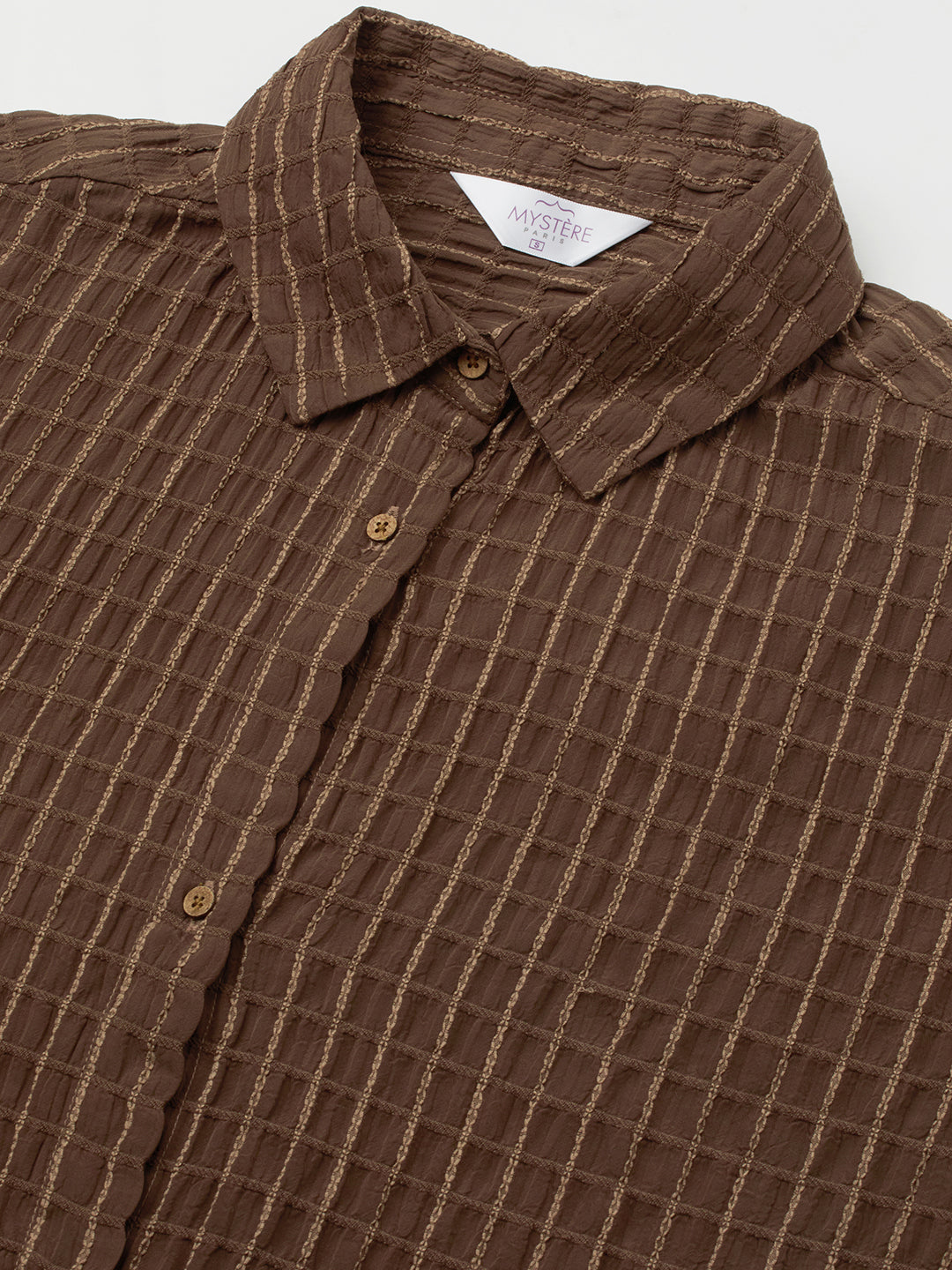 Chamoisee Brown Matrix Checks Oversized Shirt