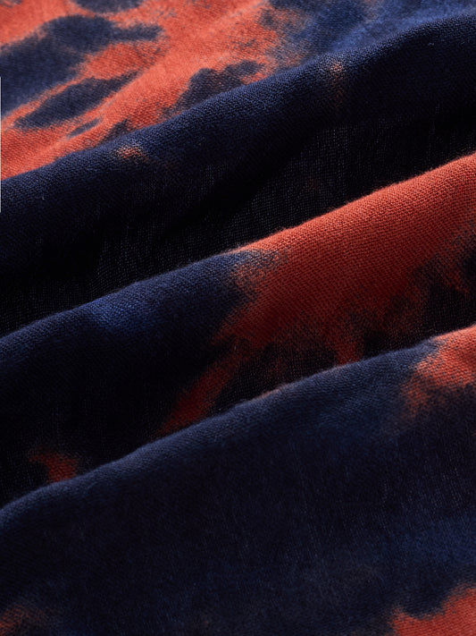 Black & Tangerine Tie- Dye Oversized Crepe Shirt