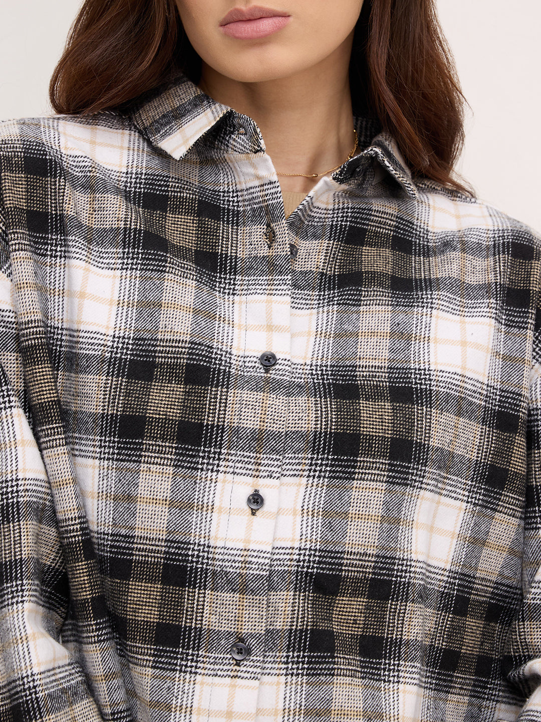 Multicolor Checked Oversized Flannel Shirt