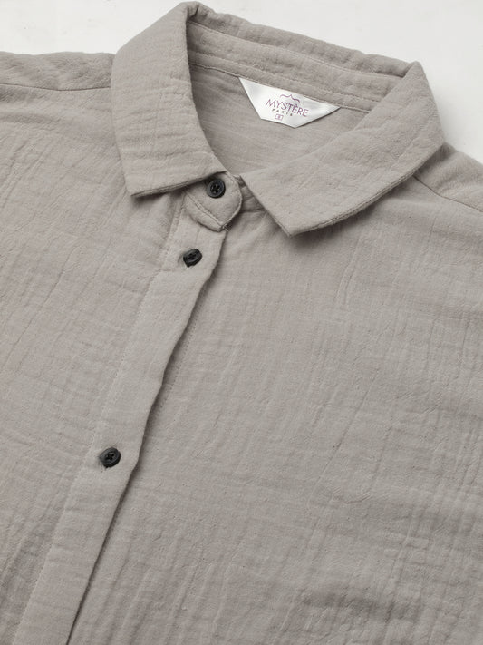 Bone Beige Double Cloth Oversized Shirt