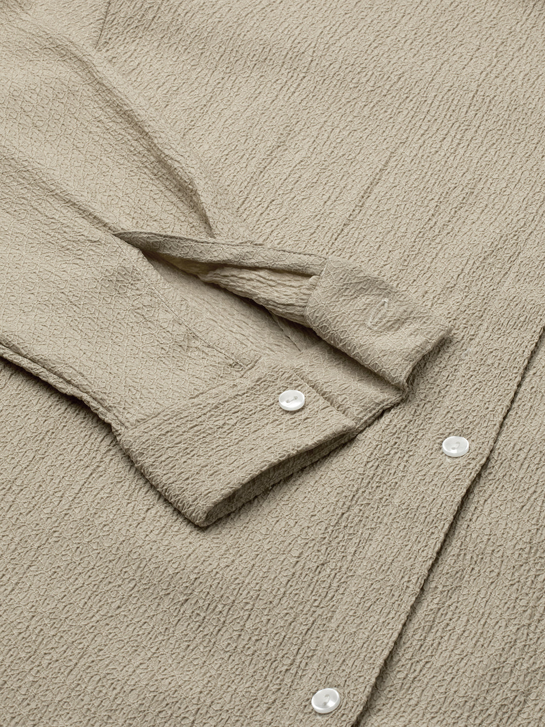 Beige Textured Oversized Shirt