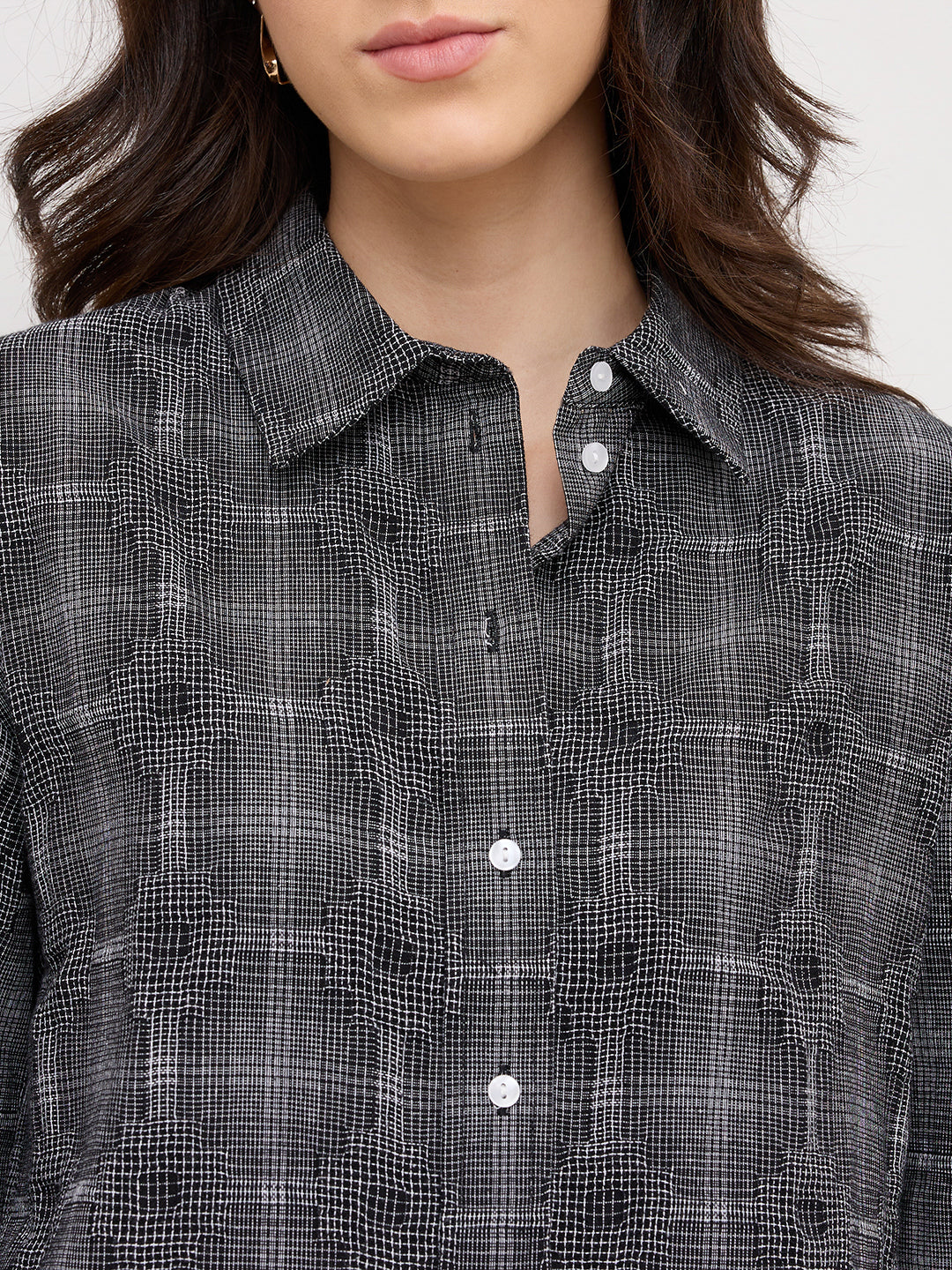 Black & White Gridlock Smokey Plaid Oversized Shirt