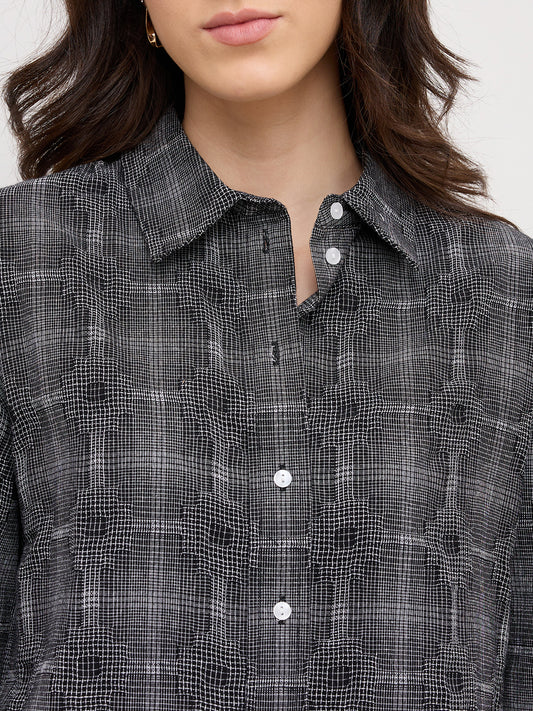 Black & White Gridlock Smokey Plaid Oversized Shirt