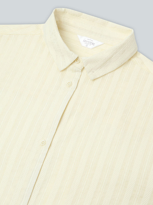 Bright Yellow Dobby Striped Oversized Shirt