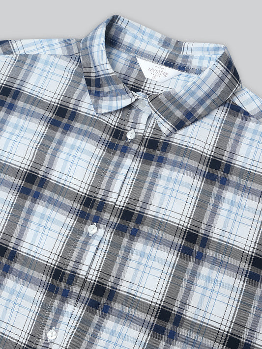 Blue & White Checkered Oversized Shirt