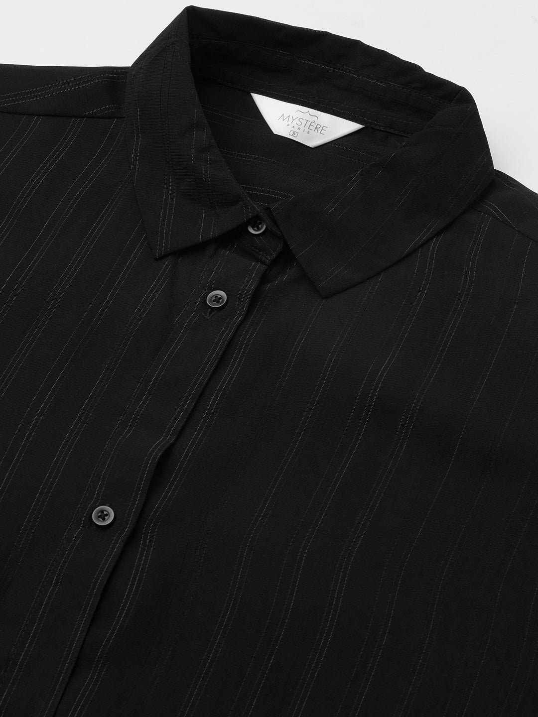 Black Glimmer Striped Oversized Shirt