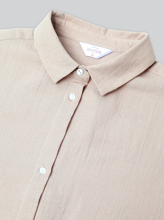 Stone Beige Double Cloth Oversized Shirt