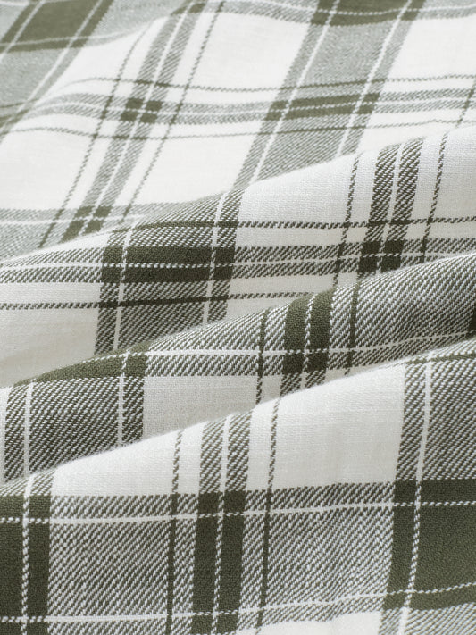 Olive & White Tartan Checkered Oversized Shirt
