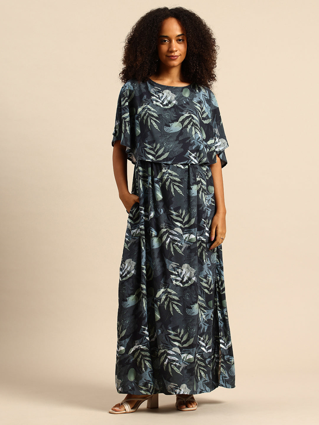Multicolor Tropical Printed Maternity Dress