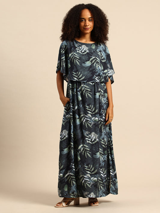 Multicolor Tropical Printed Maternity Dress