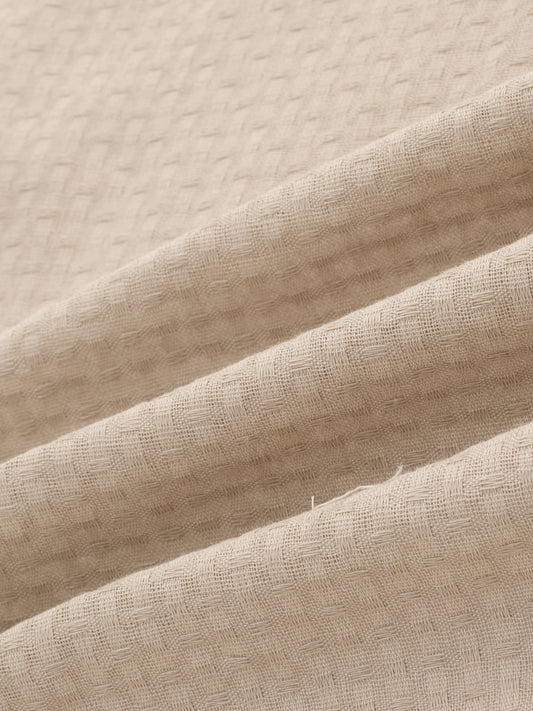 Fawn Beige Jacquard Weave Oversized Shirt