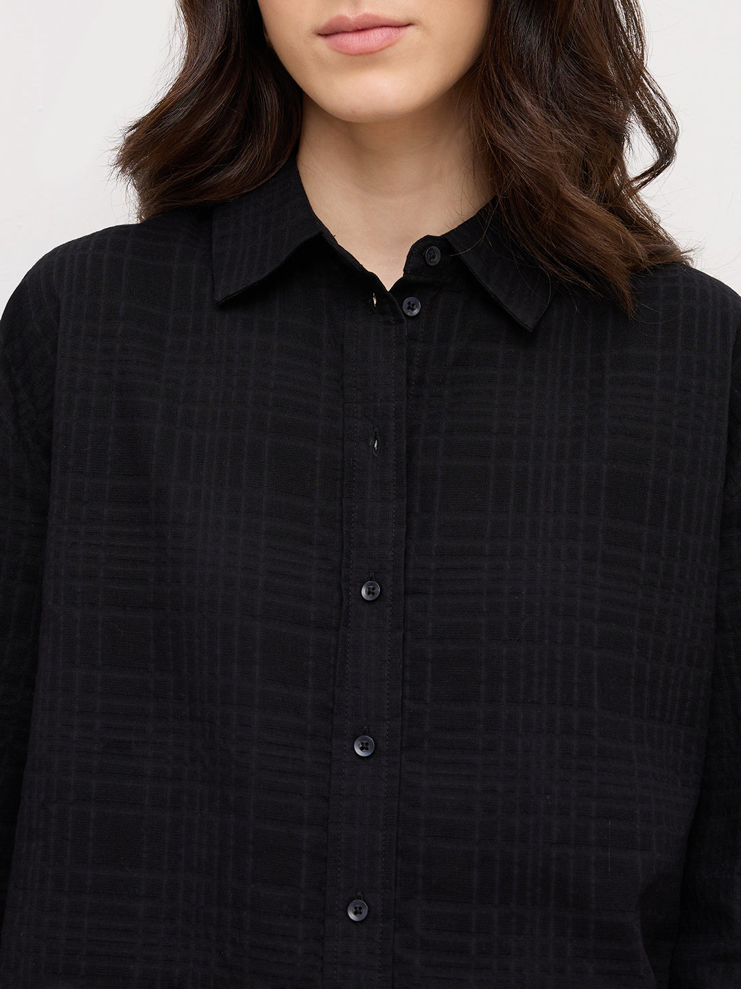 Onyx Black Contemporary Oversized Shirt