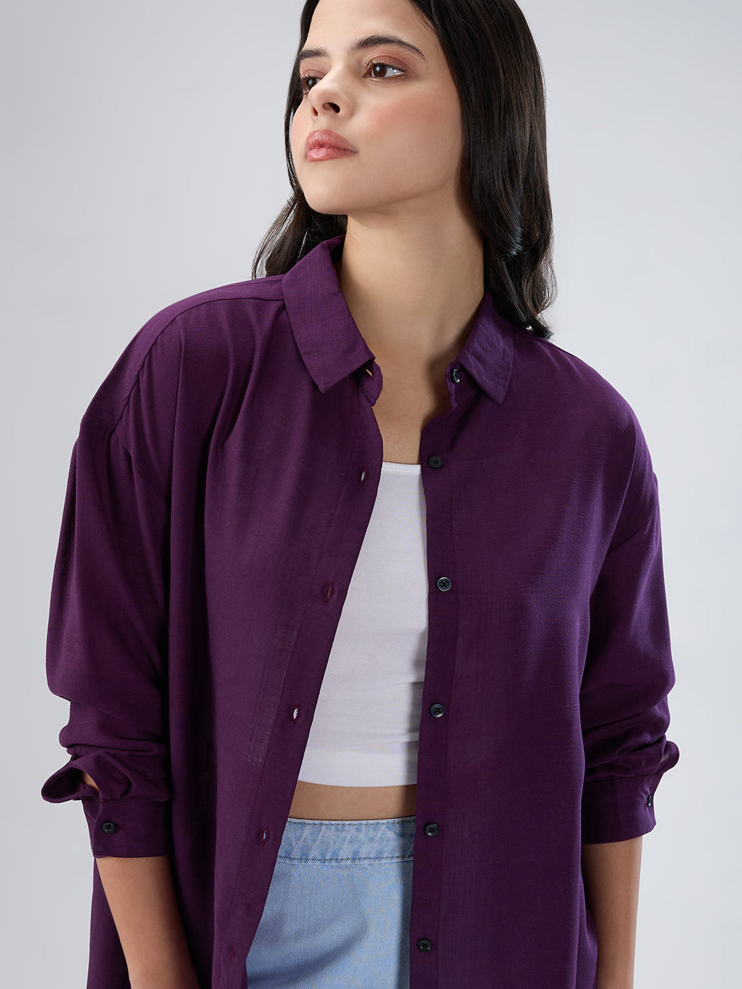 Solid Wine Oversized Shirt