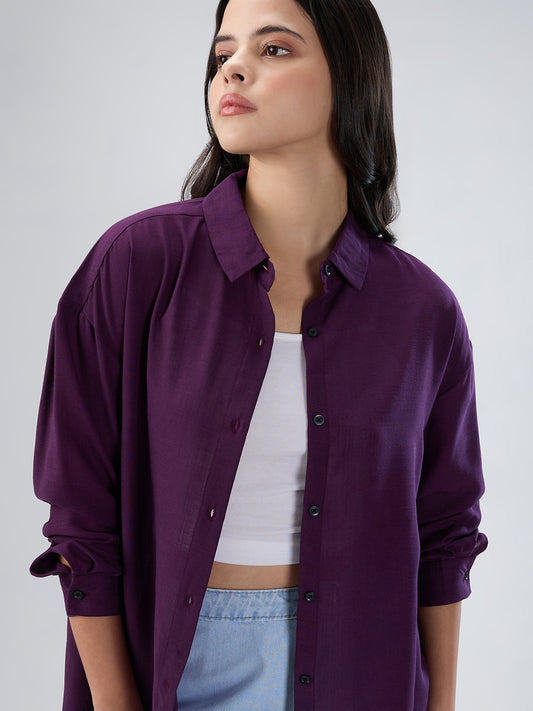 Solid Wine Oversized Shirt