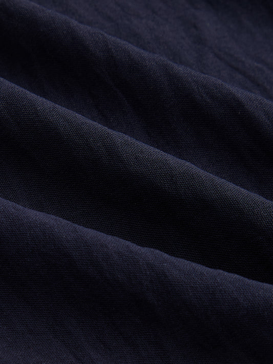 Luxe Midnight Navy Crinkled Straight Fit Trousers