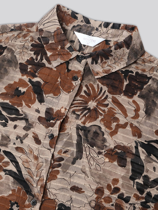 Multicolor Floral Printed Oversized Shirt