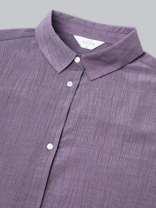 Glittery Heather Purple Crinkled Oversized Shirt