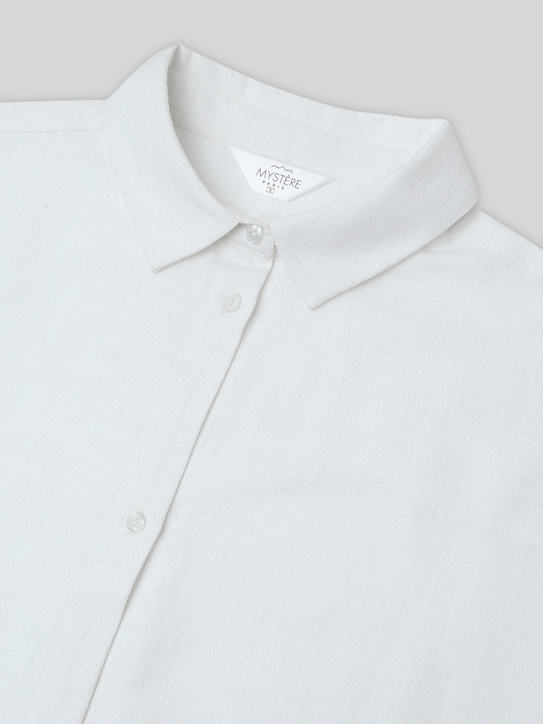 Solid White Textured Oversized Shirt