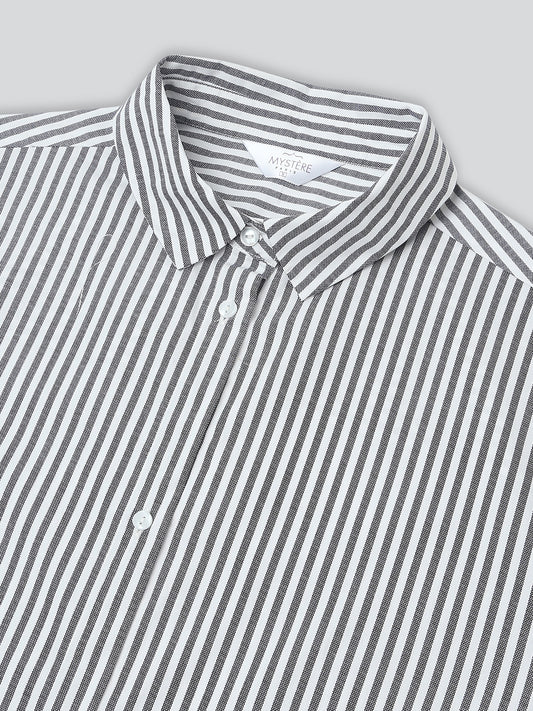 White & Navy Striped Oversized Shirt