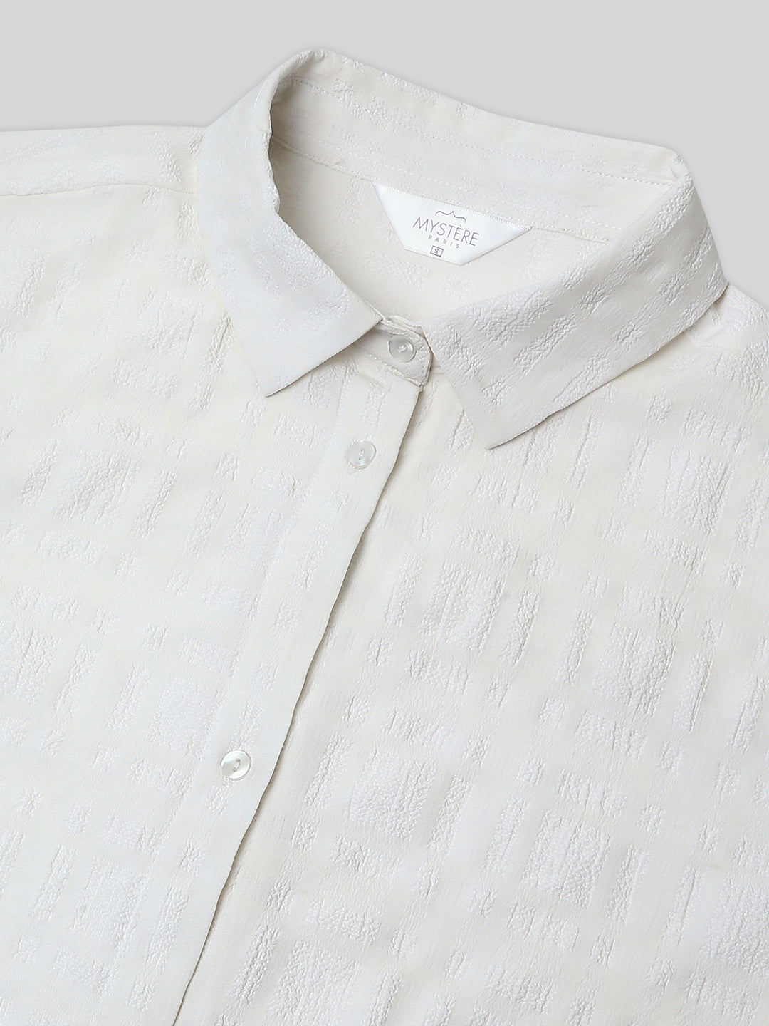 Snow White Dobby Textured Oversized Shirt